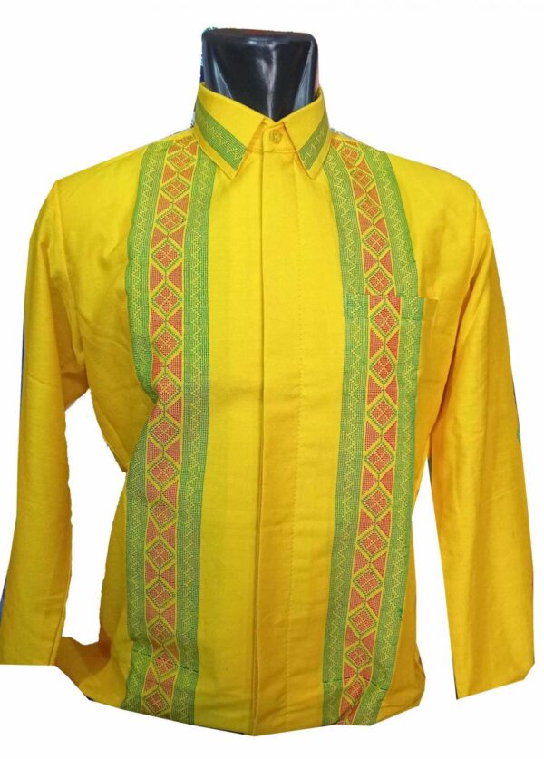 Kemeja Tenun Lengan Panjang ( Kuning emas )