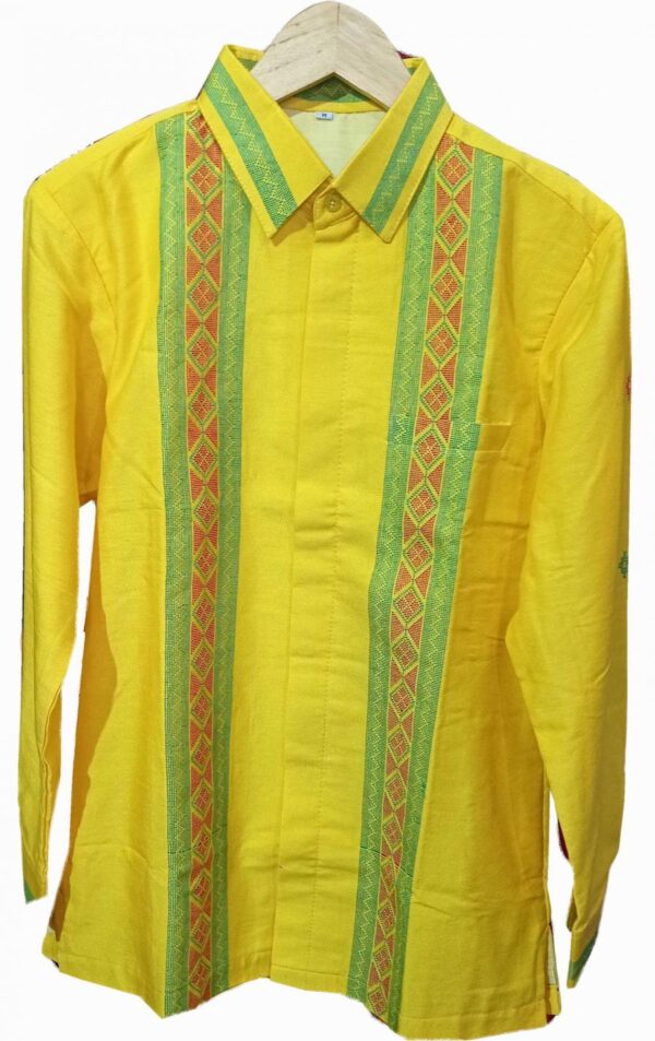 Kemeja Tenun Lengan Panjang ( Kuning emas )