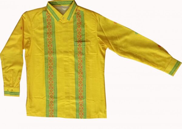Kemeja Tenun Lengan Panjang ( Kuning emas )
